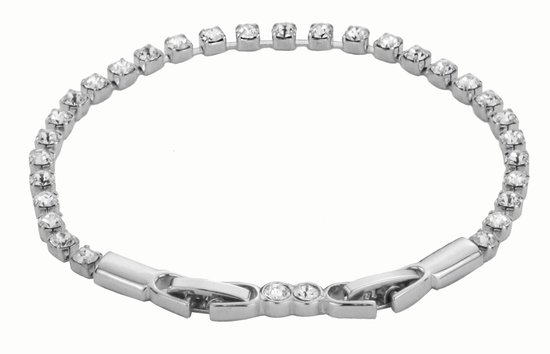 Traveller Armband - Dames - Tennisarmband - Zilverkleurig - Kristal - Preciosa Crystals - Lengte Verstelbaar 18 -20,5 cm - Geplatineerd - 157499