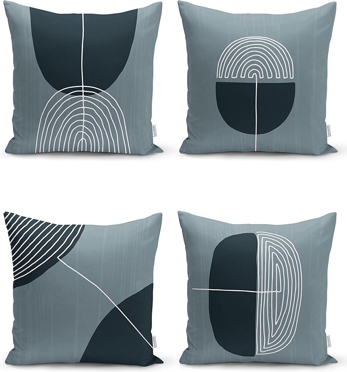 Sierkussens set 4 stuks - INCLUSIEF BINNENKUSSENS 45x45 cm - grijs - zwart - dubbelzijdig bedrukt - kussensloop - kussens woonkamer - kussenhoes