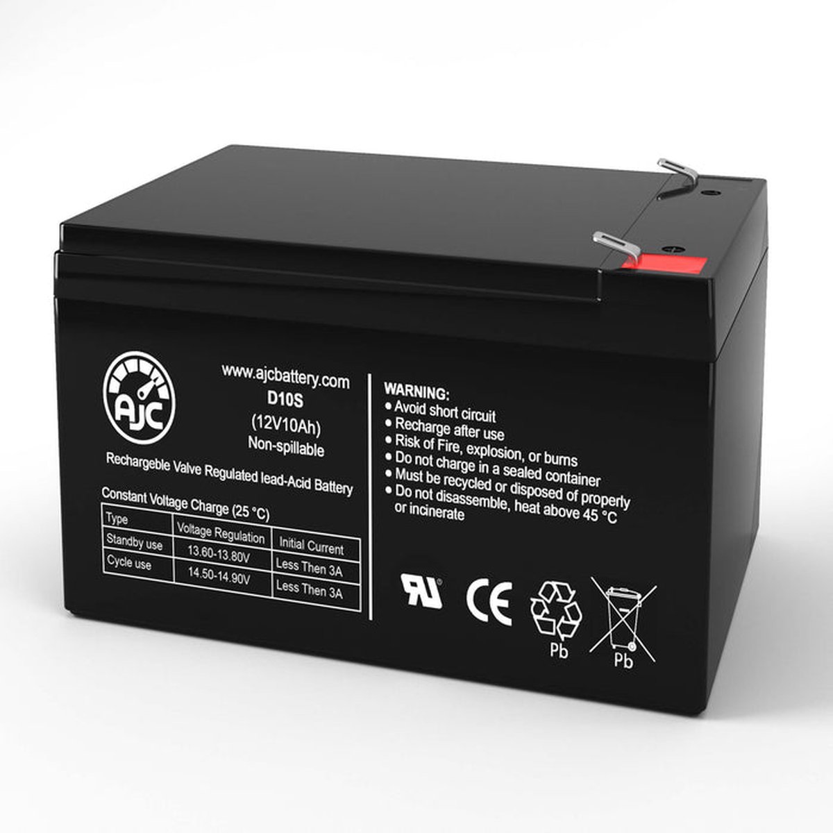 AJC Battery Brand Replacement for Werker WKA12-12F2 12V 10Ah UPS Noodstroomvoeding vervangingsaccu