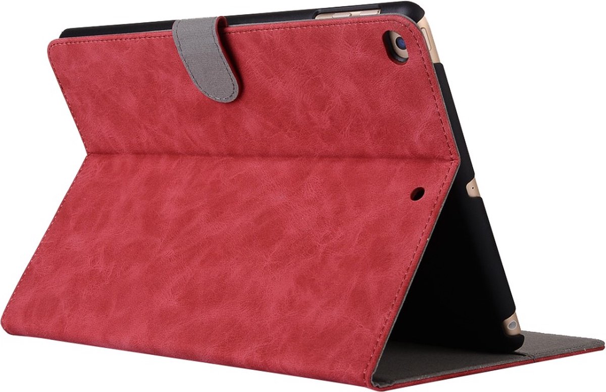 Peachy Vintage Kunstlederen geschikt voor iPad 2017 2018 Hoes - Rood Portemonnee