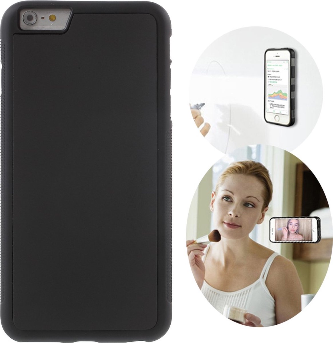 Peachy Anti-Gravity case hands-free selfie cover zwart geschikt voor iPhone 6 Plus 6s Plus hoes nano coating