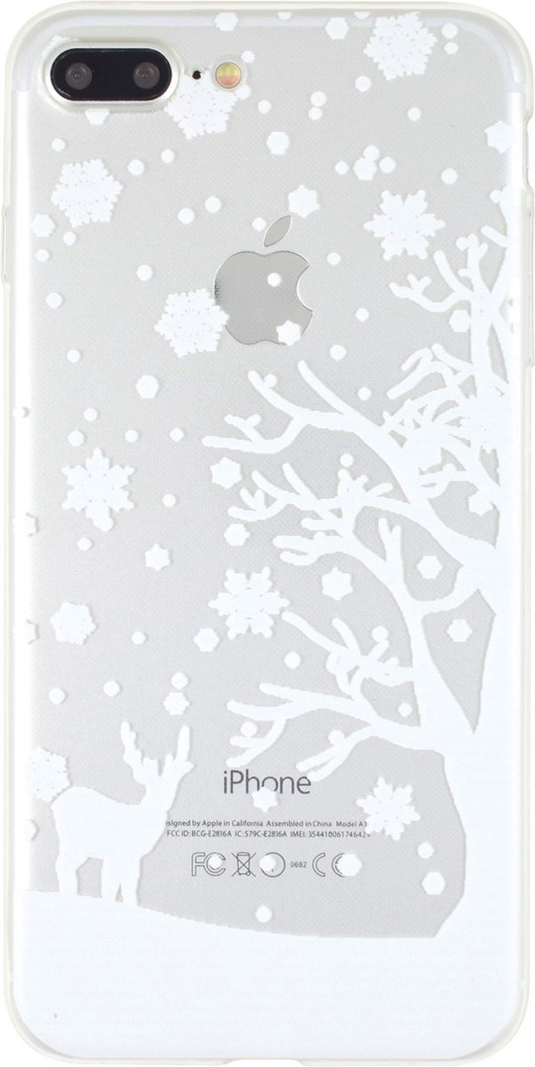 Peachy Wit kerst sneeuw silicone iPhone 7 Plus 8 Plus hoesje case cover