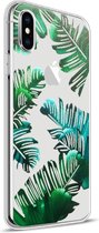 Peachy Flexibel hoesje groene bladeren transparant hoesje iPhone X XS - Transparant