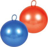 2x balles skippy pour enfants bleu et rouge 60 cm - speelgoed d'extérieur d'été