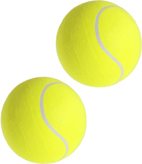 Foto: 2x mega tennisballen xxl geel 22 cm speelgoed sportartikelen sportmaterialen grote tennisballen buitenspeelgoed sportief speelgoed tennissen