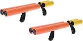 2x Oranje waterpistool/waterpistolen van foam 40 cm met handvat en dubbele spuit