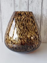 Cheetah vaas Brown model Tasman L  H33cm - glazen vaas - Vase the World - glas
