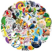 50 vogel stickers - Serie met Papegaai, Parkiet, Valkparkiet, Ara, Achapornis etc. - Geschikt voor elk glad oppervlak