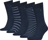 Tommy Hilfiger 5-Pack Heren Sokken Giftbox Stripes - Donkerblauw - Maat 43-46