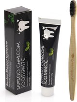 Houtskool tandpasta voor witte tanden / Teeth Whitening Charcoal + "Gratis Bamboo tandenborstel"