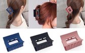 3 stuks - Dames haarklemmen groot - zwart navy en roze - haarklauw haarclip - vierkant