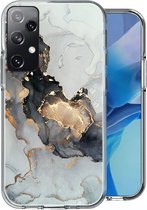 Hoesje geschikt voor Samsung Galaxy A13 4G - Siliconen Shock Proof Case Back Cover Hoes Marmer Goud