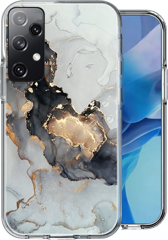 Coque pour Samsung Galaxy A13 4G - Coque en Siliconen Antichoc Coque Arrière Marbre Or