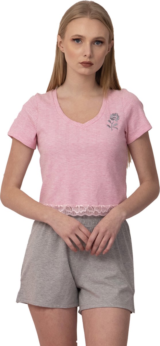Vanilla Flower dames pyjama - Pyjamasets - Egyptisch katoen - PJ8916 - Roze