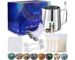 foto van Kaarsen maken Kit, kaars beginners DIY Starter Set om kaars,Geurkaars DIY Set met Wax Smeltkan/Pot, Bijenwas, Wicks, Wick Stickers, Kaars Blikken en meer