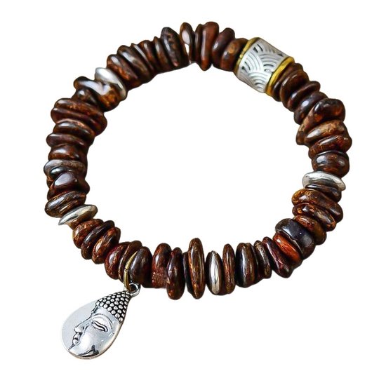 Marama - armband Buddha Bronzite - edelsteen bronziet - elastisch - vegan - damesarmband