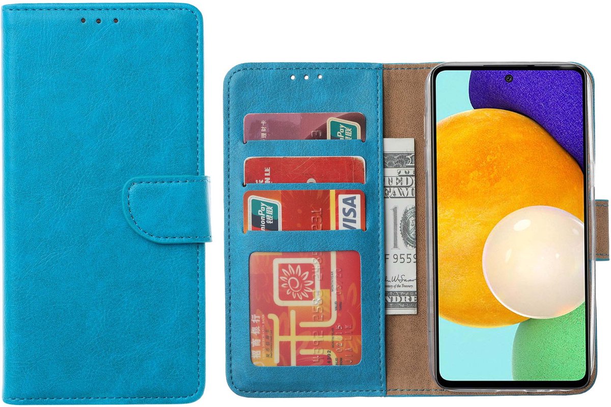 Arara Hoesje geschikt voor Samsung Galaxy A53 hoesje bookcase met pasjeshouder - Samsung A53 booktype hoesje - Turquoise