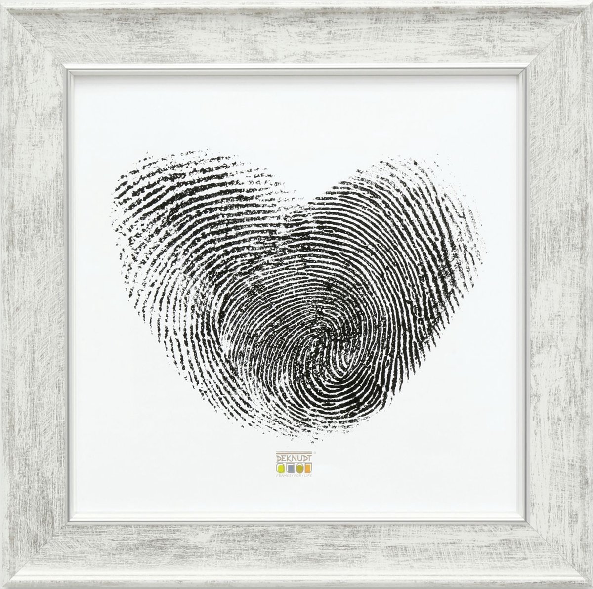 Deknudt Frames fotolijst S46EE1 - wit met zilver biesje - 30x30 cm