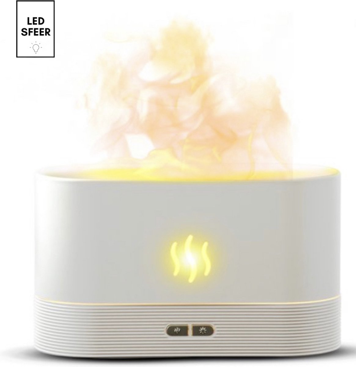 LedSfeer™ Aroma diffuser met vlam effect en led verlichting - Lucht bevochtiger - geur wolkje - etherische olie - wit - lucht reiniger