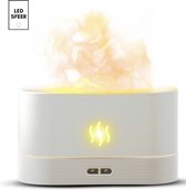 LedSfeer™ Aroma diffuser met vlam effect en led verlichting  - Lucht bevochtiger - geur wolkje - etherische olie - wit - lucht reiniger