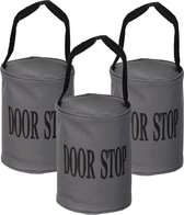 Set de 3 butoirs en toile gris avec poignée - 16 x 12,5 cm - 2,4 kg - butoirs pour portes intérieures et extérieures