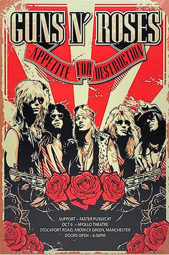 Signs-USA - Concert Sign - metaal - Guns 'n Roses - Apollo Theatre - 20 x 30 cm