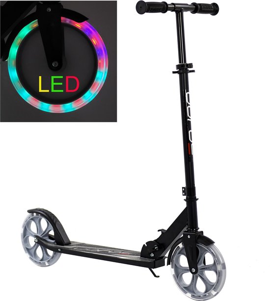Sajan - Step met LED wielen - Kinderstep - Grote Wielen - 20cm - Step -  Zwart-Grijs -... | bol