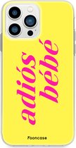 Fooncase Hoesje Geschikt voor iPhone 13 Pro Max - Shockproof Case - Back Cover / Soft Case - Adios Bebe / Geel & Roze