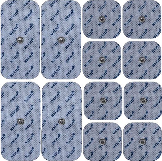 Axion – 12 TENS/EMS elektroden pads – Compatibel met Beurer / Sanitas – Voor elektrodentherapie – 45x45mm en 50x100mm – Zelfklevend