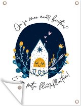 Muurdecoratie buiten Spreuken - Quotes - Ga je mee naar buiten? - 120x160 cm - Tuindoek