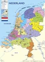 Poster Carte des Nederland tirage 2019 grand - 70x100cm - Papier de luxe avec laque UV - Multi- Décoration murale