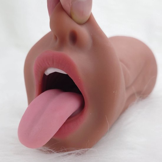 Quick Relief Vanessa - Pocket Pussy - Masturbator - 2 in 1 Blowjob & Vagina - Sex Toy voor Mannen - Bruin - Quick Relief