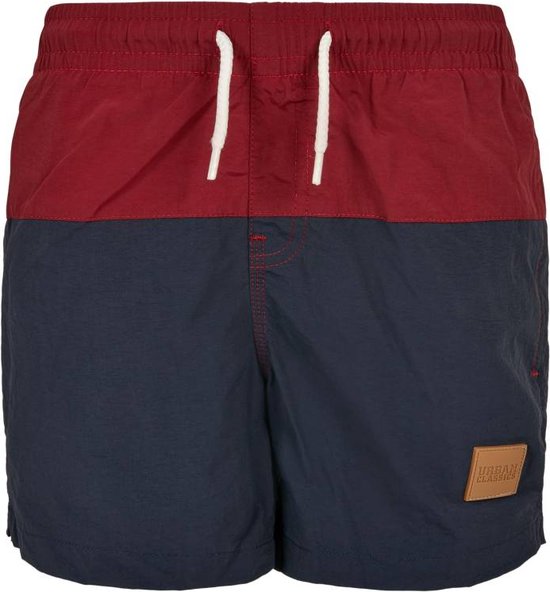 Urban Classics - Block Kinder zwembroek - Kids 122/128 - Blauw/Bordeaux rood