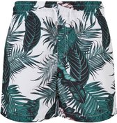 Urban Classics - Pattern palm leaves aop Kinder zwembroek - Kids 110/116 - Wit