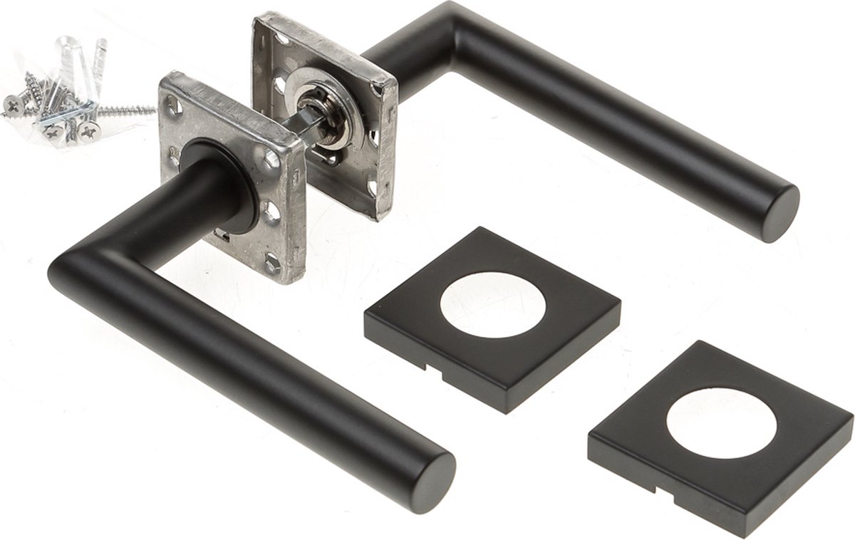 Formani Basics LB2-19 BSQR53 Deurkruk Geveerd Op Vierkant Rozet Mat Zwart