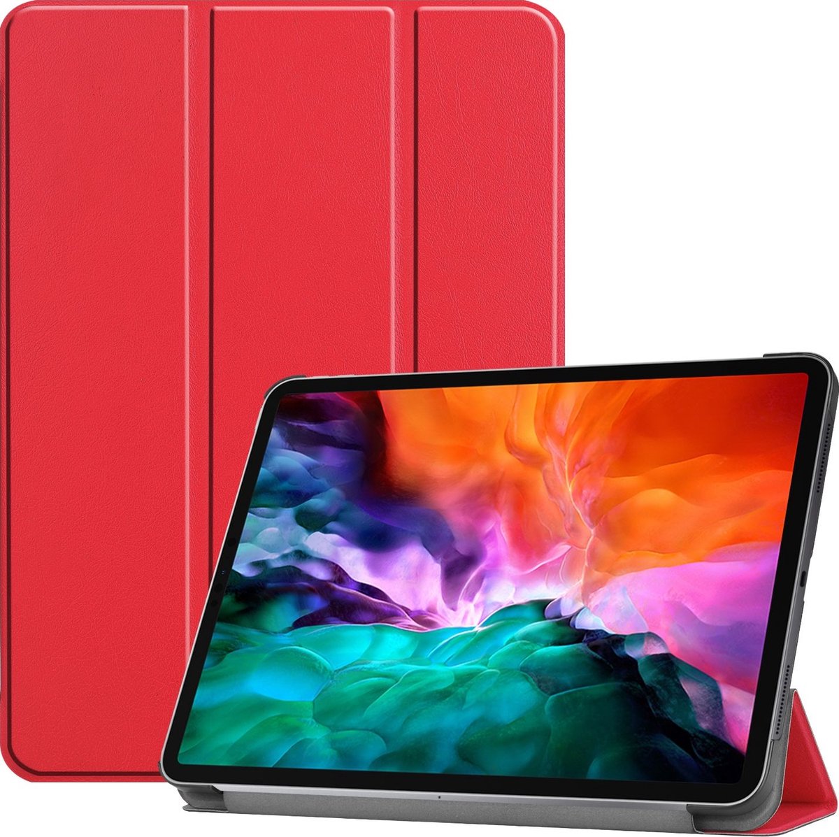 Mobigear Tablethoes geschikt voor Apple iPad Pro 12.9 Inch (2021) Hoes | Mobigear Tri-Fold Bookcase - Rood