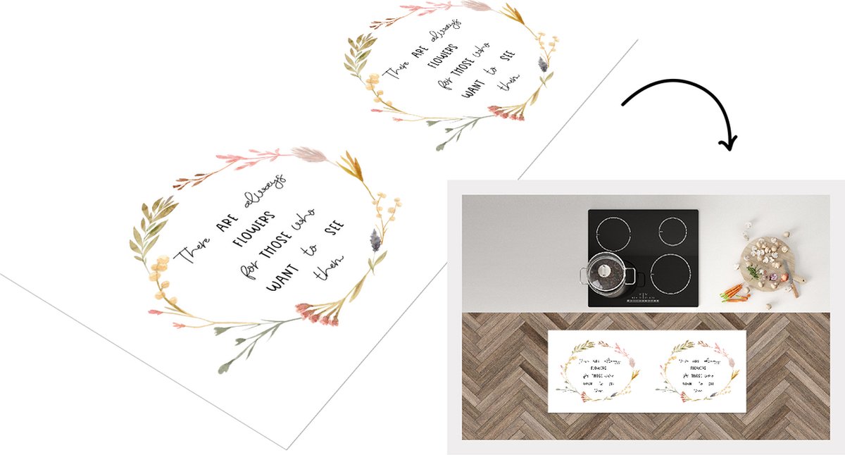 KitchenYeah Keukenloper - Loper keuken - There are always flowers for those who want to see them - Quotes - Spreuken - 120x50 cm - Keukenloper vinyl Multicolor