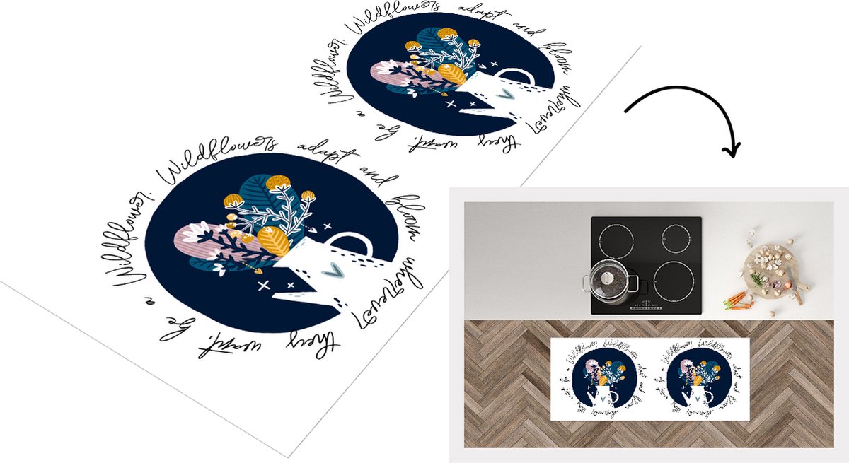 KitchenYeah Keukenloper - Loper keuken - Wildflowers adapt and bloom wherever they want, be a Wildflower - Quotes - Spreuken - Keukenloper vinyl Multicolor