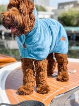 Dogs&Co Badjas Chiens Blauw Taille XL avec Sac à Linge - Peignoir pour Chien