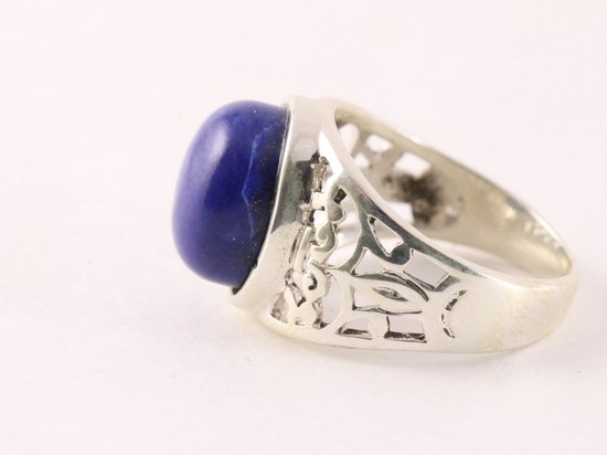 Bague ajourée en argent avec lapis lazuli - taille 16,5