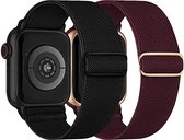 2 Stuks | Elastische Solo Loop Horlogebanden | Compatibel met Apple Watch 42 mm - 44 mm | Gevlochten Nylon Sportbanden | Verstelbare Vervangingsbanden | Duurzaam, Licht en Sterk | Compatibel met Apple Watch Series 7/6/5/4/3/2/1/SE | Unisex