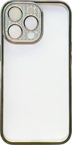 Casemania Hoesje Geschikt voor Apple iPhone 12 Pro Groen - Transparant Back Cover met Glitter Camera Bescherming