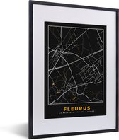 Fotolijst incl. Poster - Fleurus - Stadskaart - Gold - Plattegrond - Kaart - 30x40 cm - Posterlijst