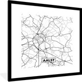Cadre photo avec affiche Zwart Wit- België - Alost - Plan de la ville - Carte - Zwart Wit - Carte - 40x40 cm - Cadre pour affiche