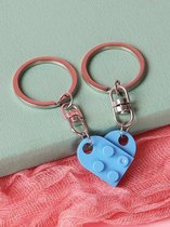Bouwstenen sleutelhanger - Imitatie bouwsteen hart - brick keychain - Vriendschap - Geliefde - BFF - Licht Blauw hart - Kraamcadeau Jongen - Baby Cadeau - Geboorte Cadeau - Gender reveal - Valentijn cadeautje voor haar & hem