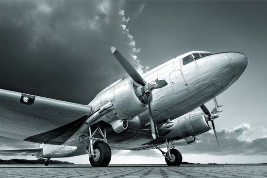 405cm X Papier peint photo - Papier Peint - Avion Vintage Noir & Blanc, Impression Premium, Colle à Papier Peint Incluse