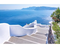 Fotobehang Griekse Trappen Naar Het Strand - Vliesbehang - 312 x 219 cm