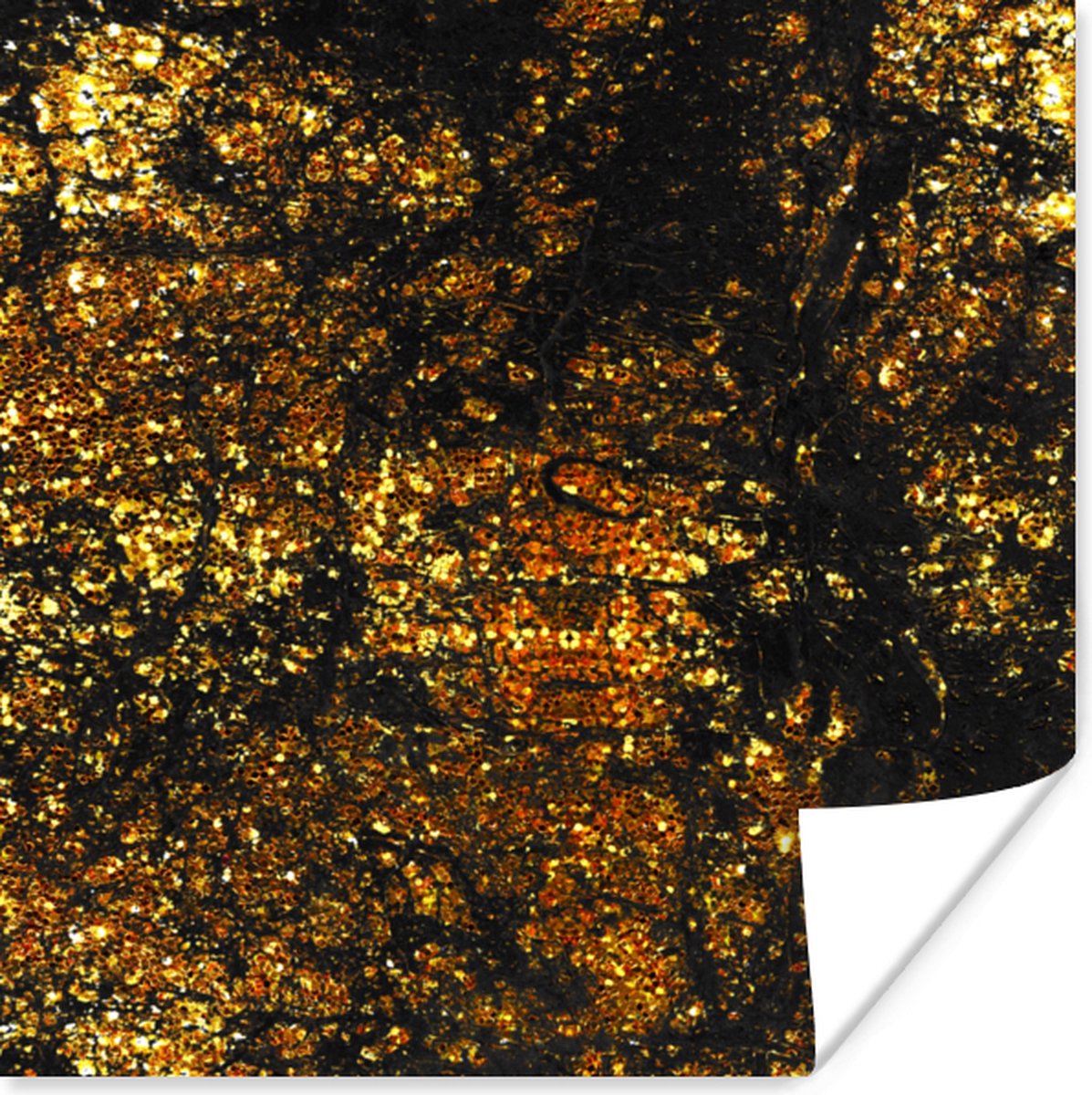 Poster Marmer - Glitter - Goud - 50x50 cm