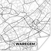 Poster Zwart Wit – België – Plattegrond – Stadskaart – Kaart – Waregem - 50x50 cm