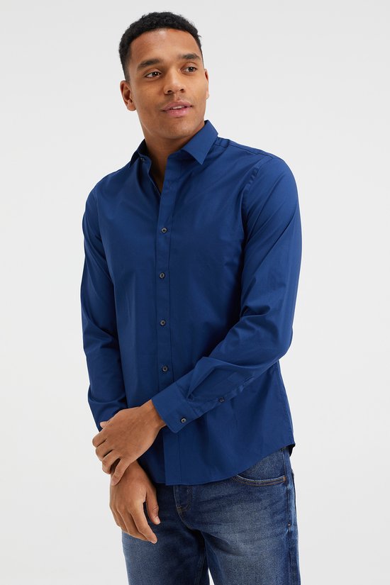 WE Fashion Heren slim fit overhemd met stretch - Maat XS